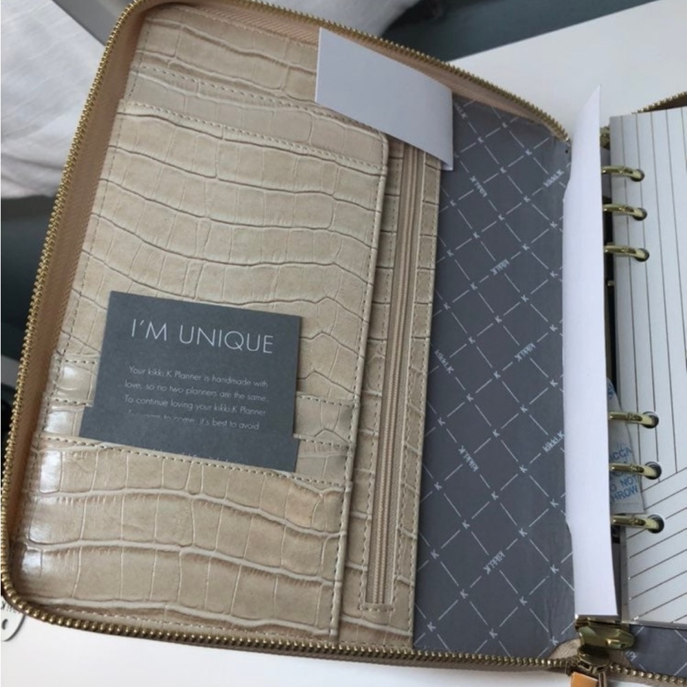 Kikki.K A5 Beige Croco Leather Zippered Planner - Picture 4 of 11